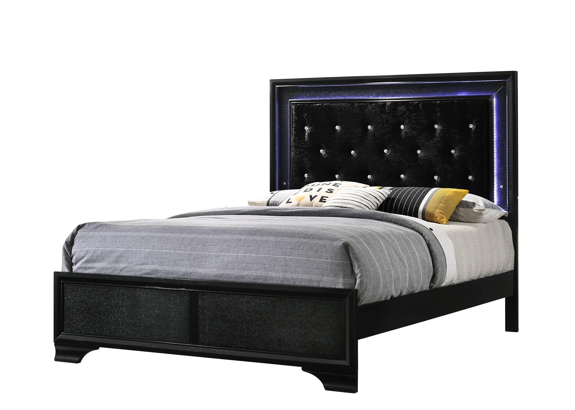 Micah Black LED Upholstered Panel Youth Bedroom Set Crown Mark