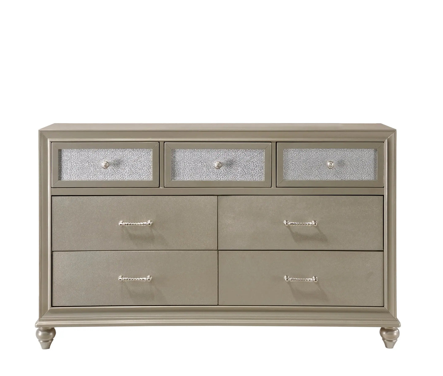 Lila Champagne Upholstered Panel Bedroom Set Crown Mark