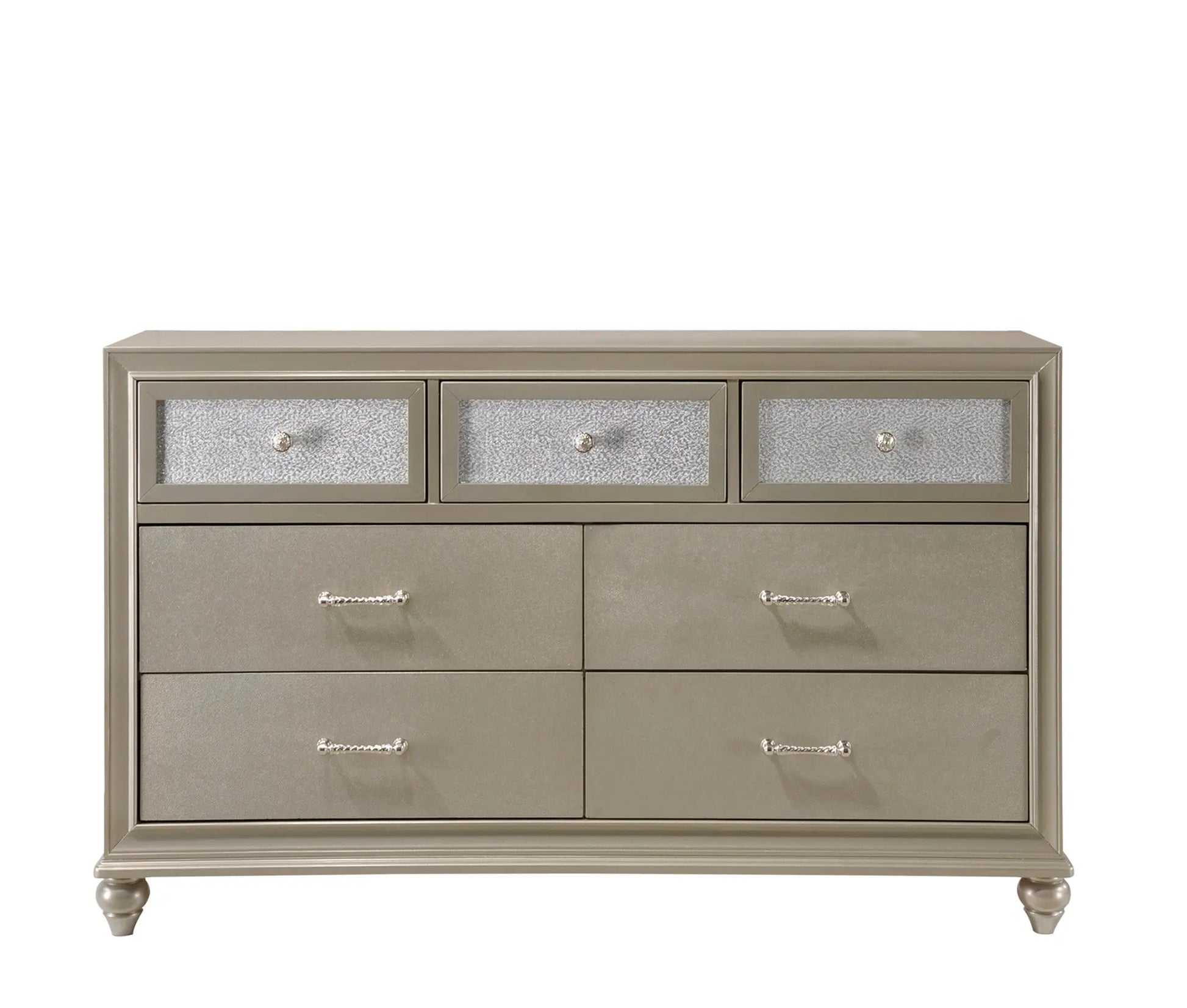 Lila Champagne Upholstered Panel Bedroom Set Crown Mark