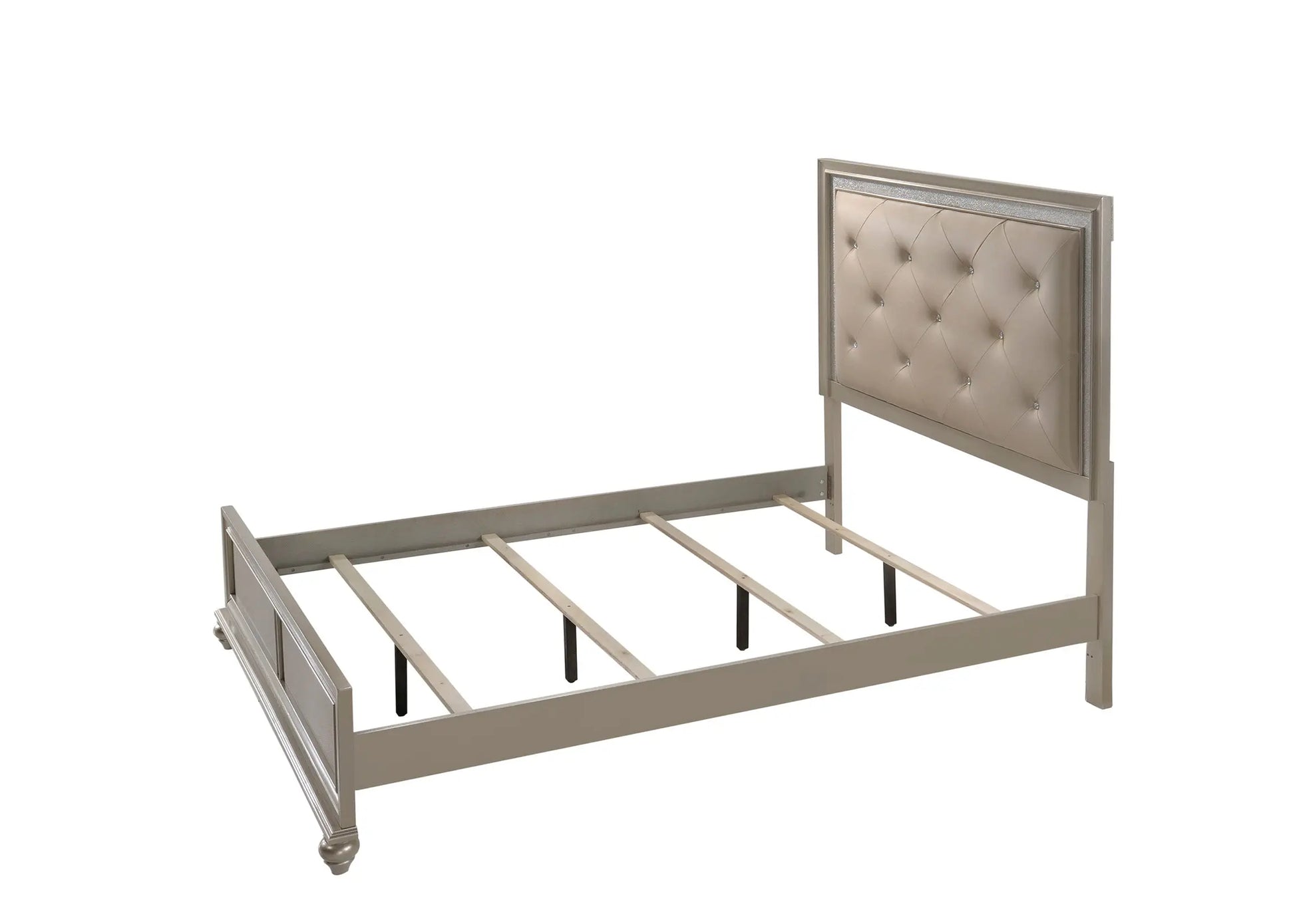 Lila Champagne Full Upholstered Panel Bed Crown Mark