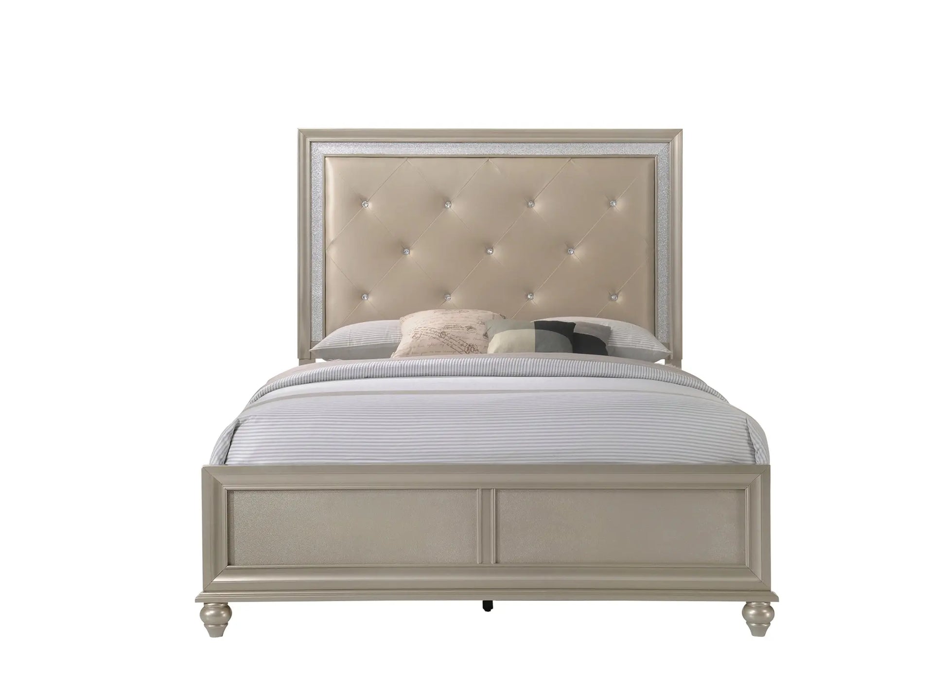 Lila Champagne Upholstered Panel Youth Bedroom Set Crown Mark