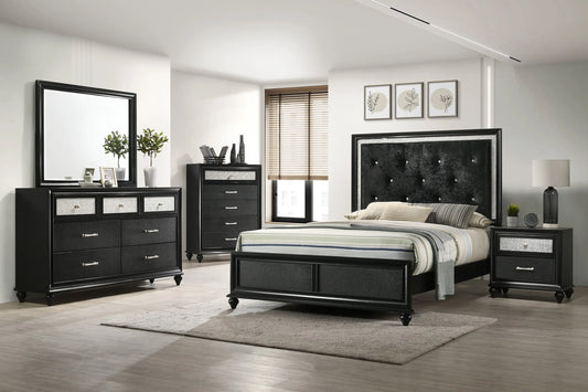 Lila Black Upholstered Panel Youth Bedroom Set Crown Mark