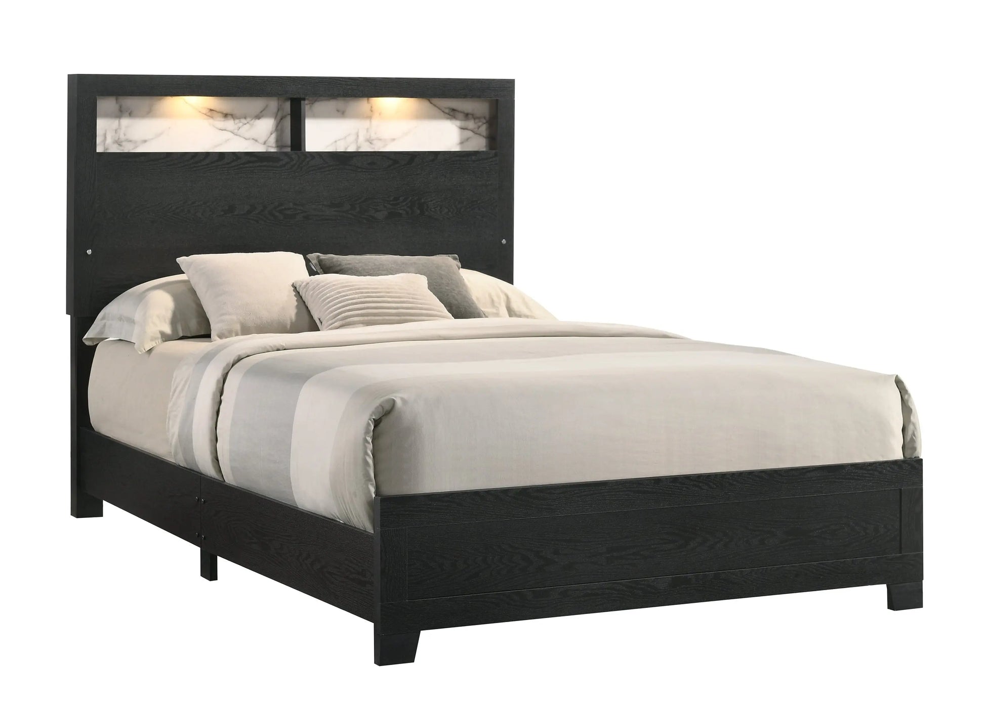 Cadence Black Queen LED Panel Bed Crown Mark