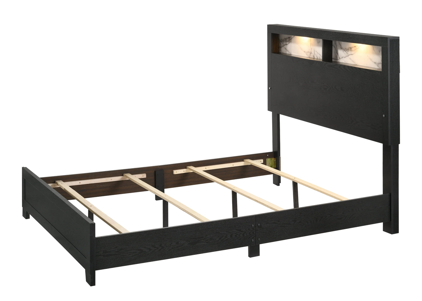 Cadence Black Queen LED Panel Bed Crown Mark