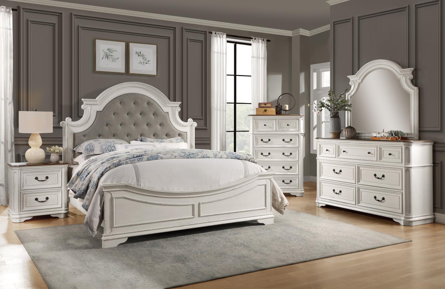 Amelia Queen Bed, Dresser, Mirror & Nightstand Massa Gallery Furniture