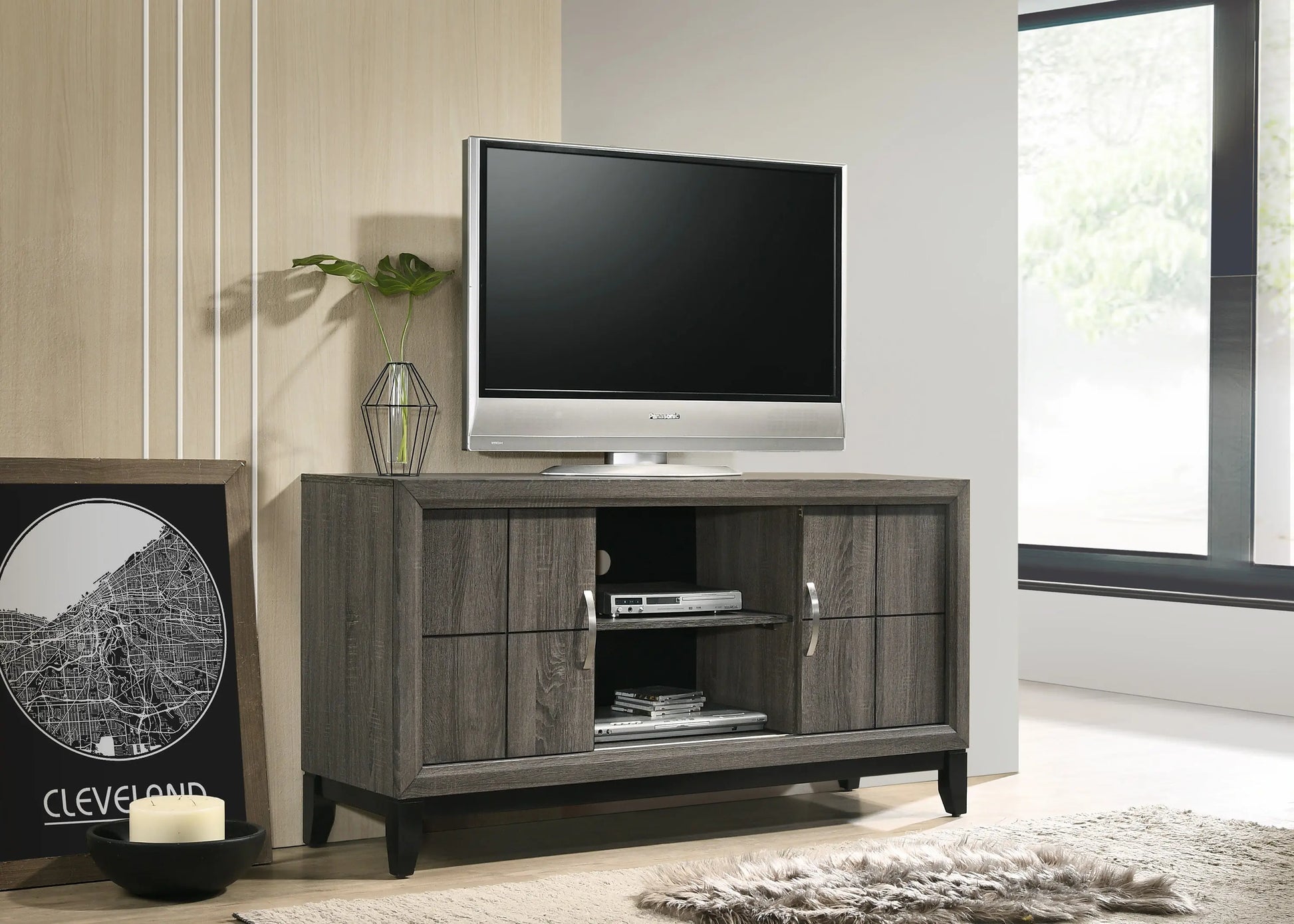 Akerson Gray 55" TV Stand Crown Mark