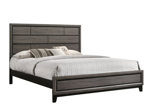 Akerson Gray King Panel Bed Crown Mark