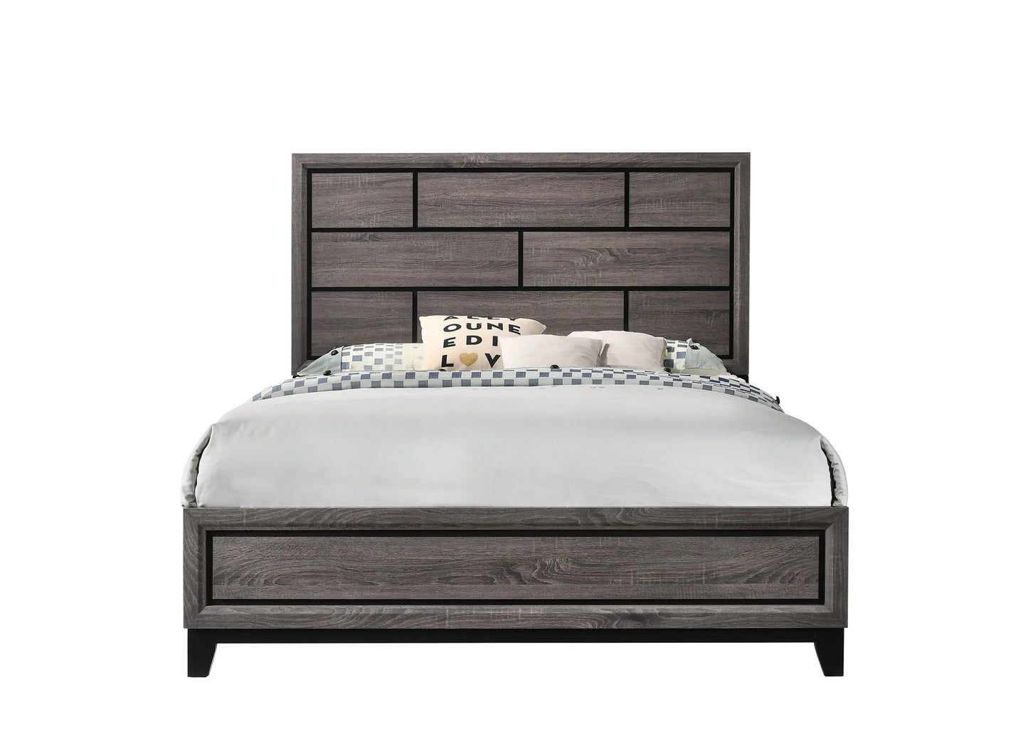 Akerson Gray Full Panel Bed Crown Mark