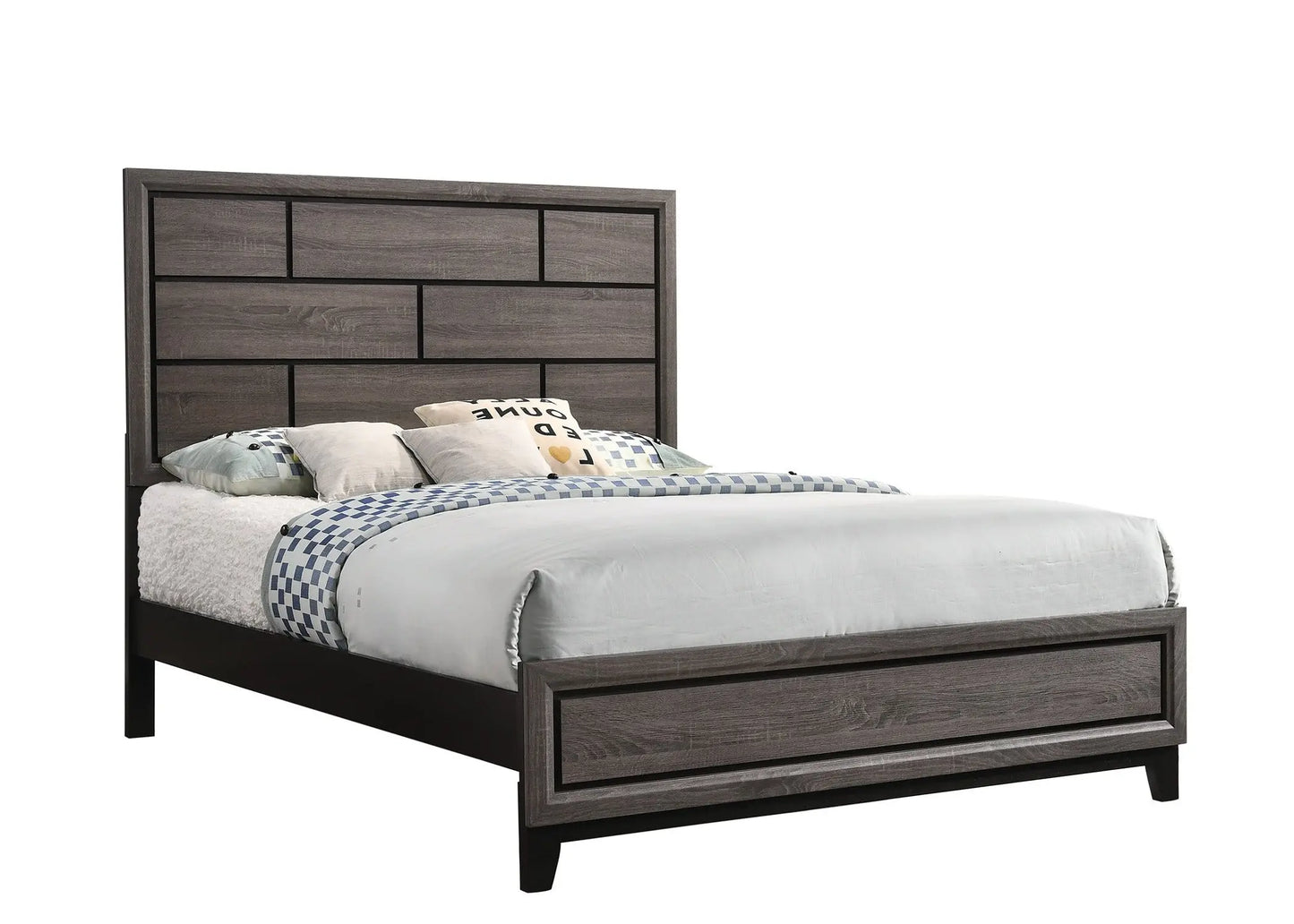 Akerson Gray Full Panel Bed Crown Mark