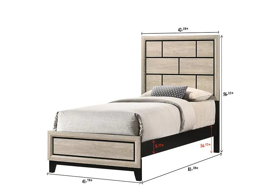 Akerson Gray Twin Panel Bed Crown Mark