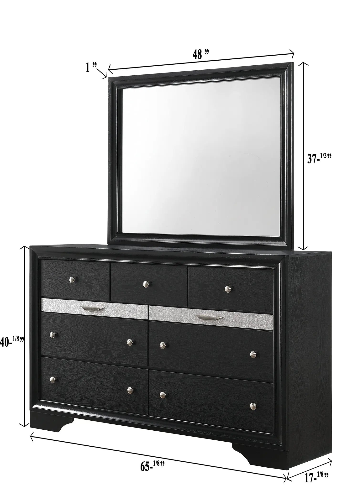 Regata Black/Silver Bedroom Mirror (Mirror Only) Crown Mark