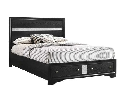 Regata Black/Silver King Storage Platform Bed Crown Mark