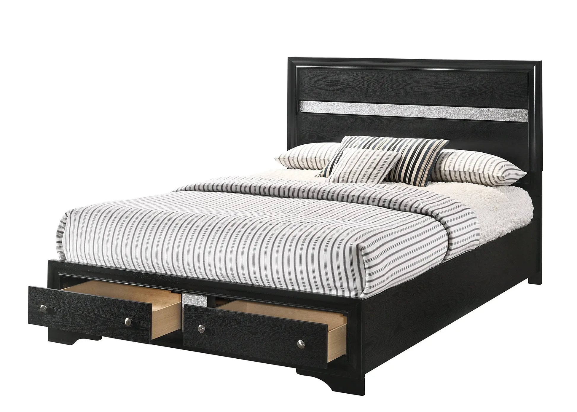 Regata Black/Silver Storage Platform Bedroom Set Crown Mark