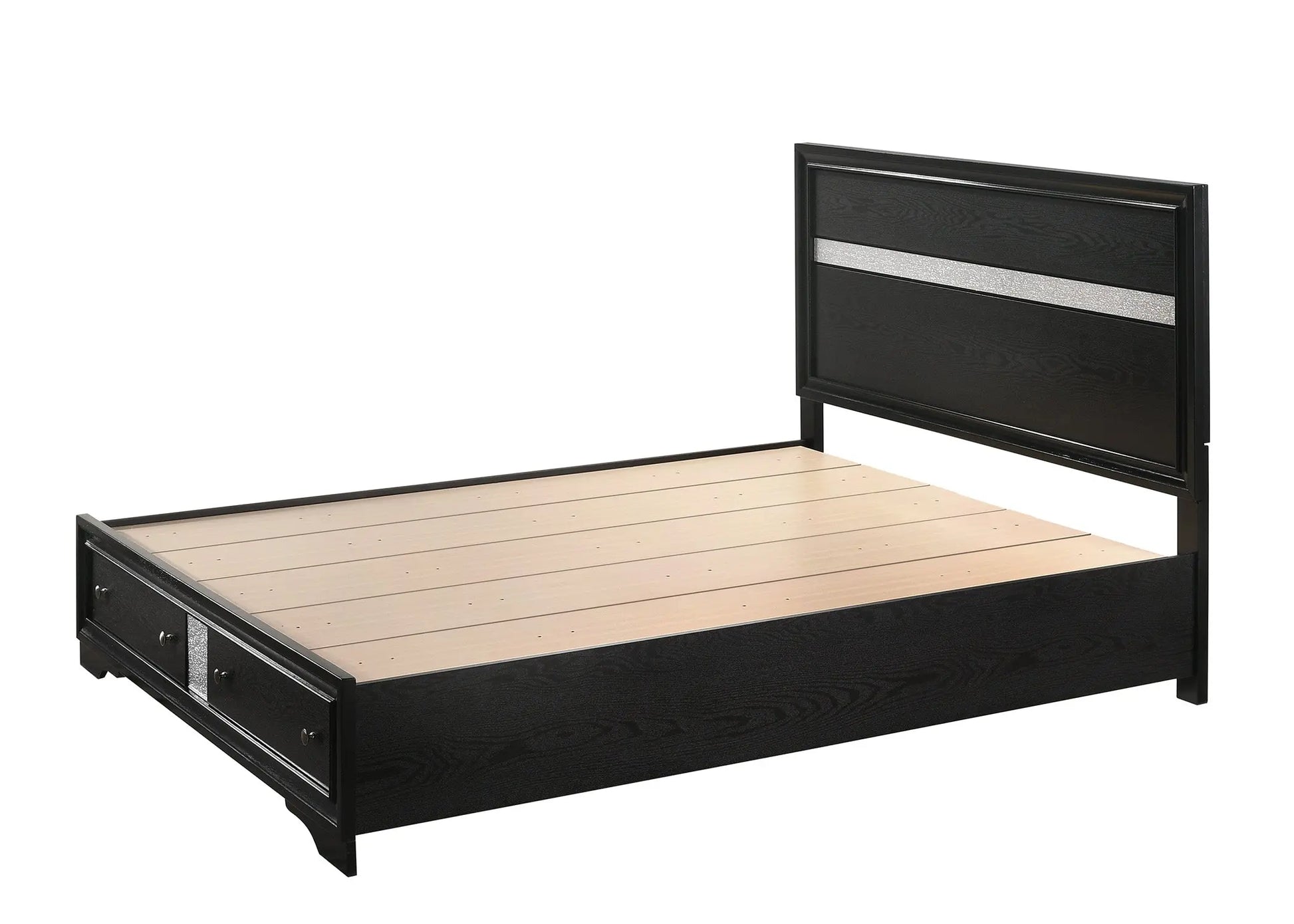 Regata Black/Silver King Storage Platform Bed Crown Mark