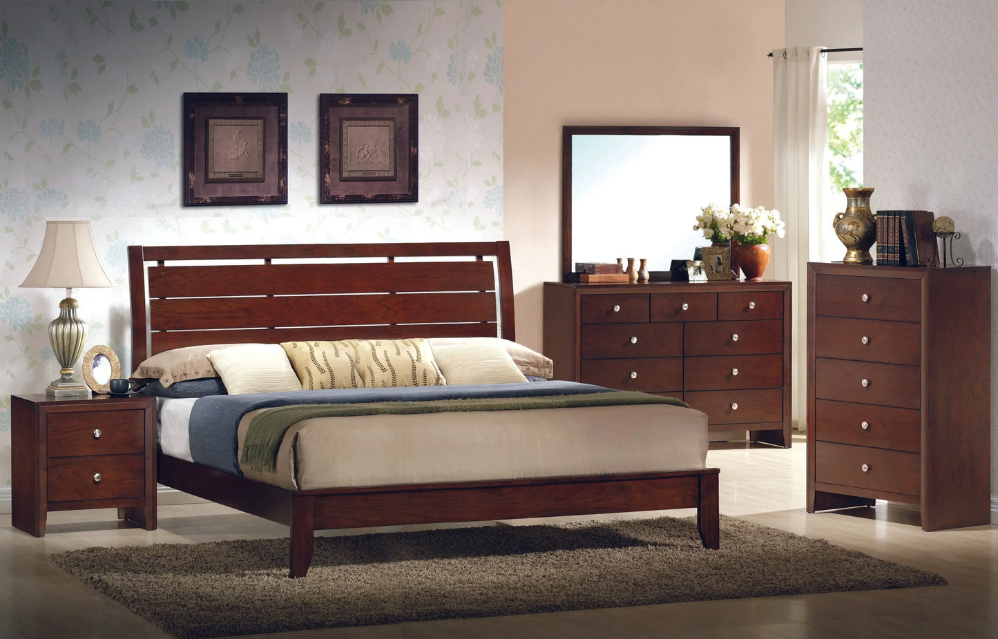 Evan Cherry Panel Bedroom Set Crown Mark