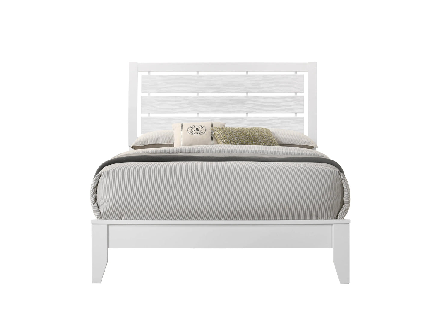 Evan White Full Panel Bed Crown Mark