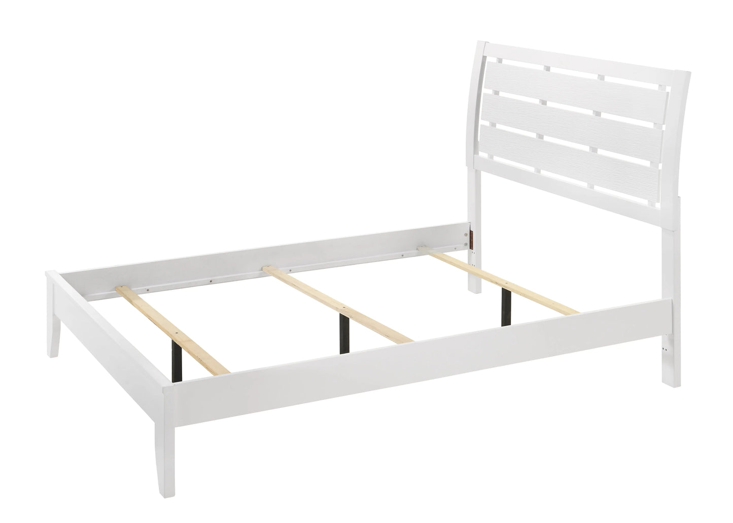 Evan White Full Panel Bed Crown Mark