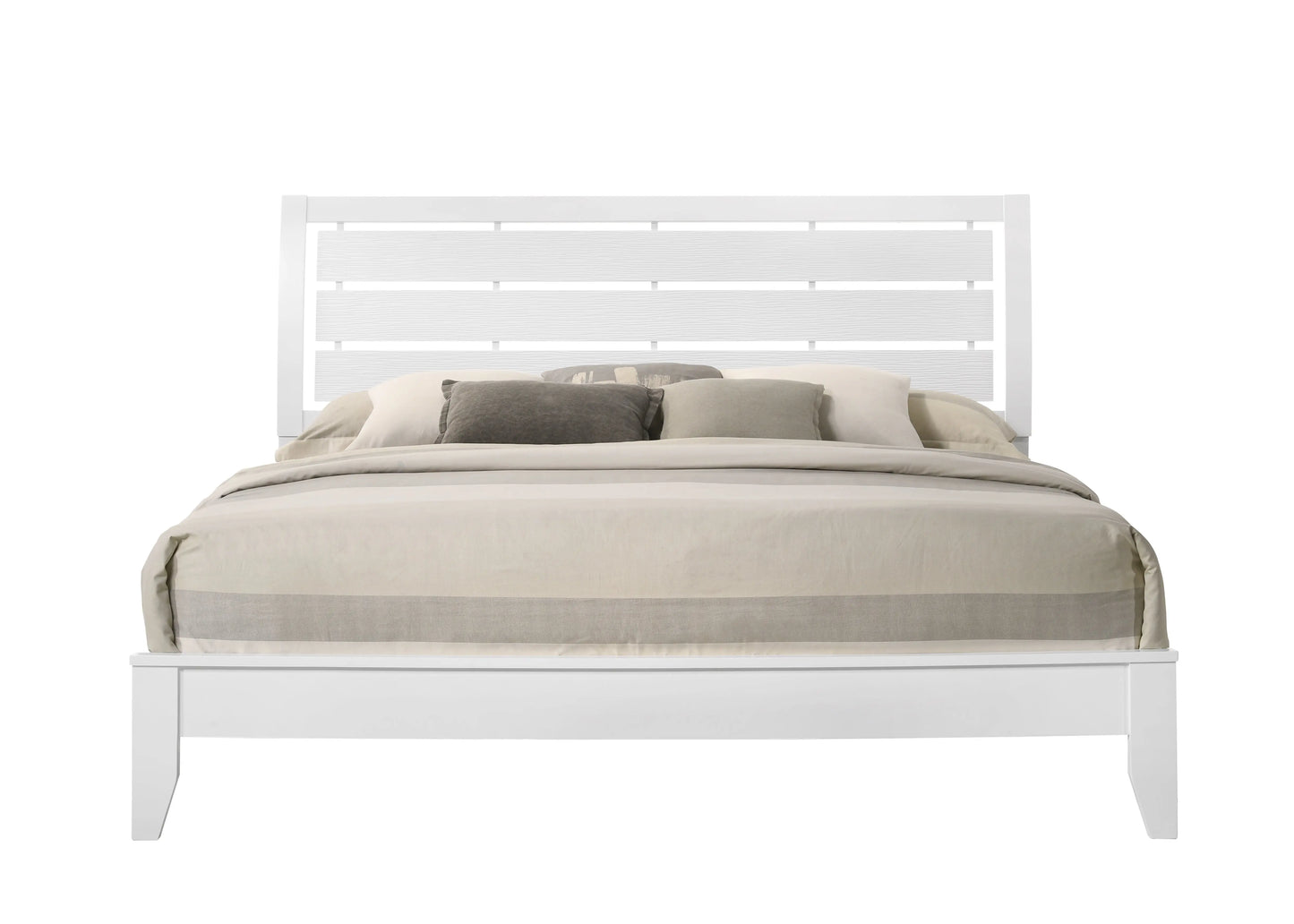 Evan White King Panel Bed Crown Mark