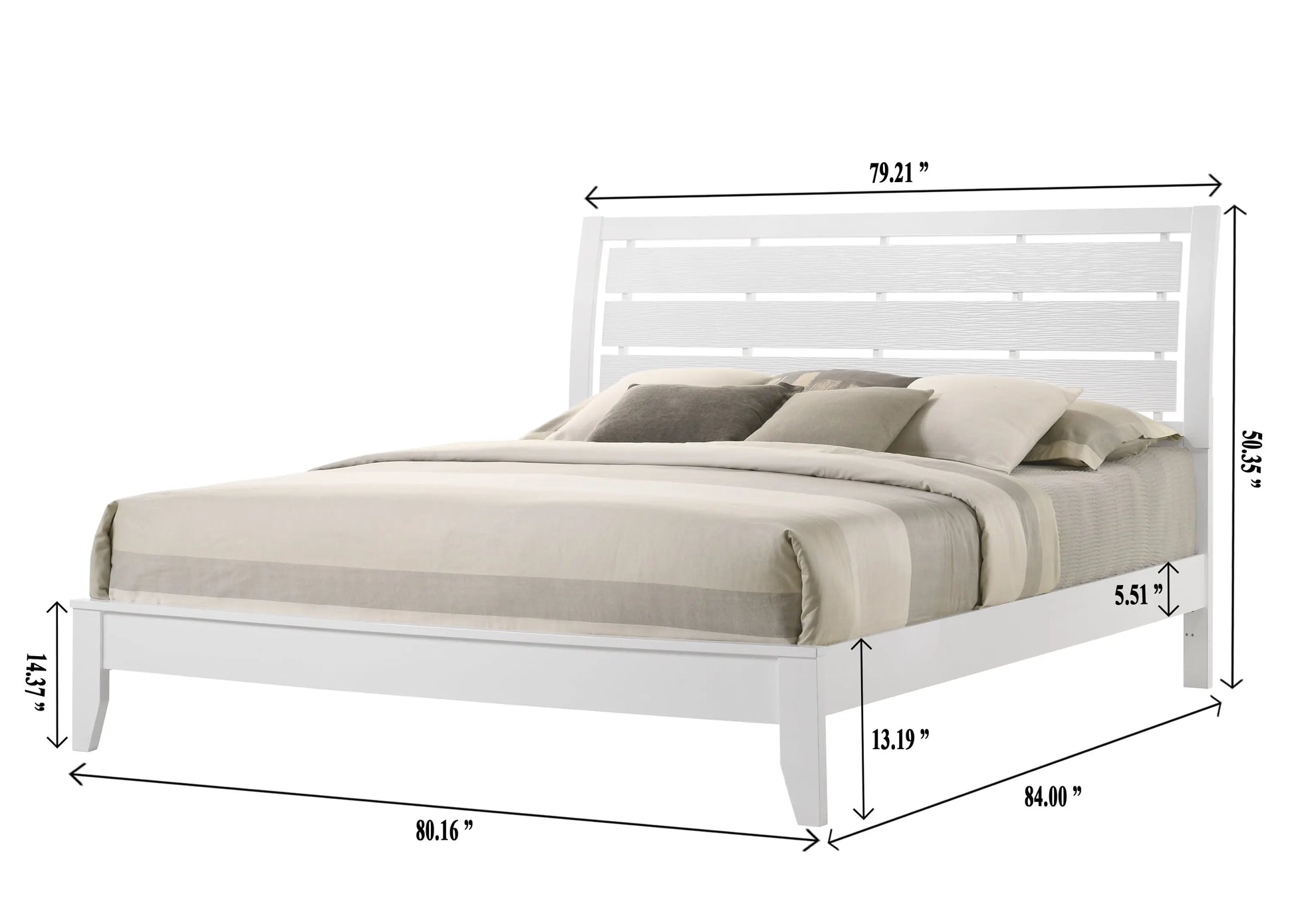 Evan White King Panel Bed Crown Mark