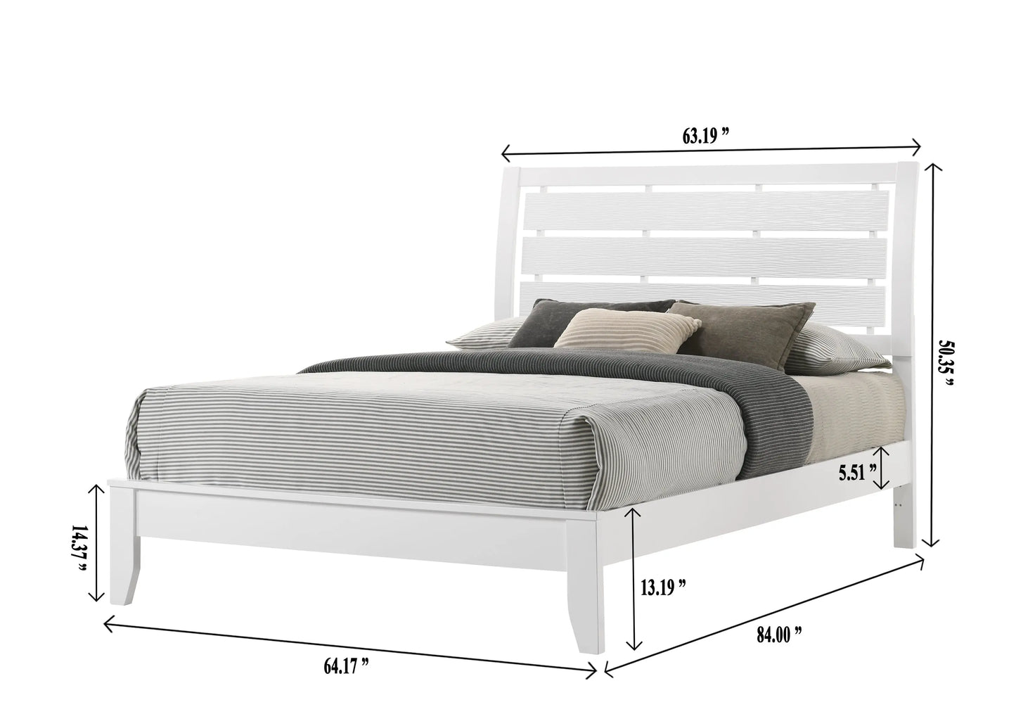 Evan White Queen Panel Bed Crown Mark