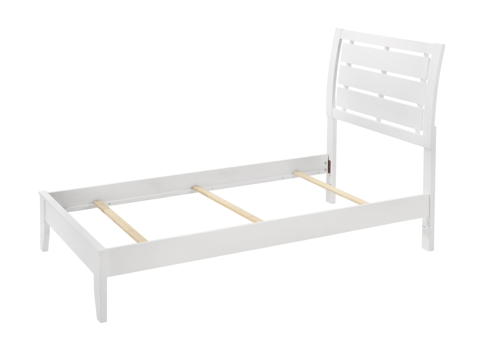 Evan White Twin Panel Bed Crown Mark