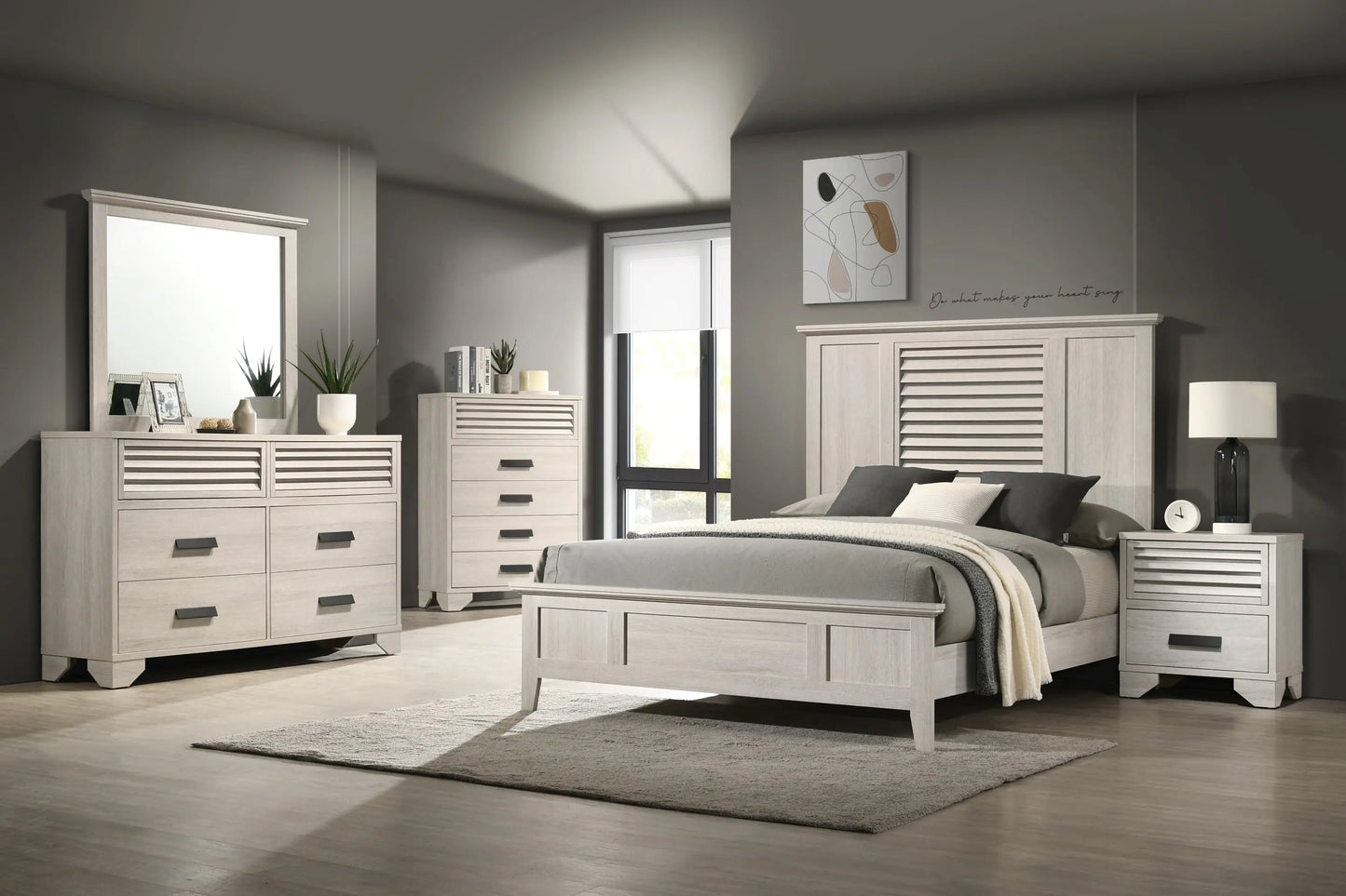 Sarter White Queen Panel Bed Crown Mark