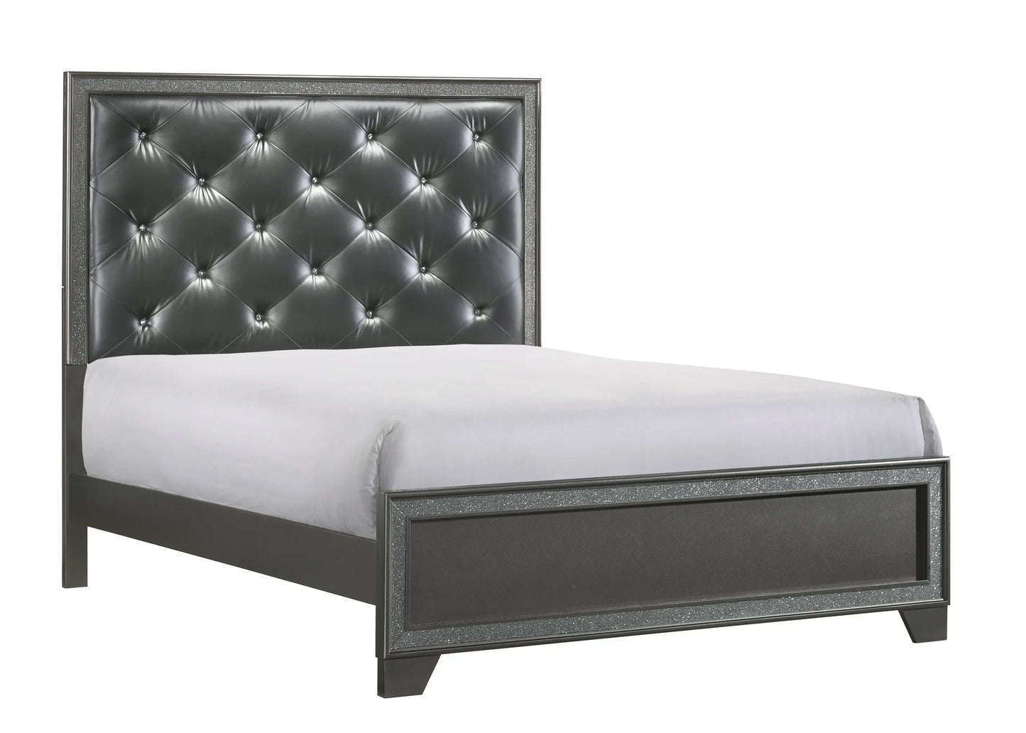 Kaia Gray Queen Panel Bed Crown Mark