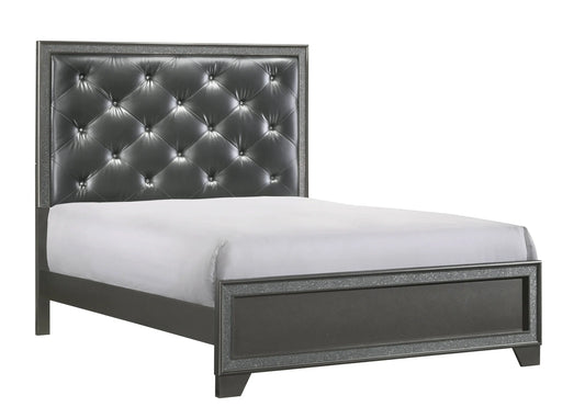 Kaia Gray King Panel Bed Crown Mark