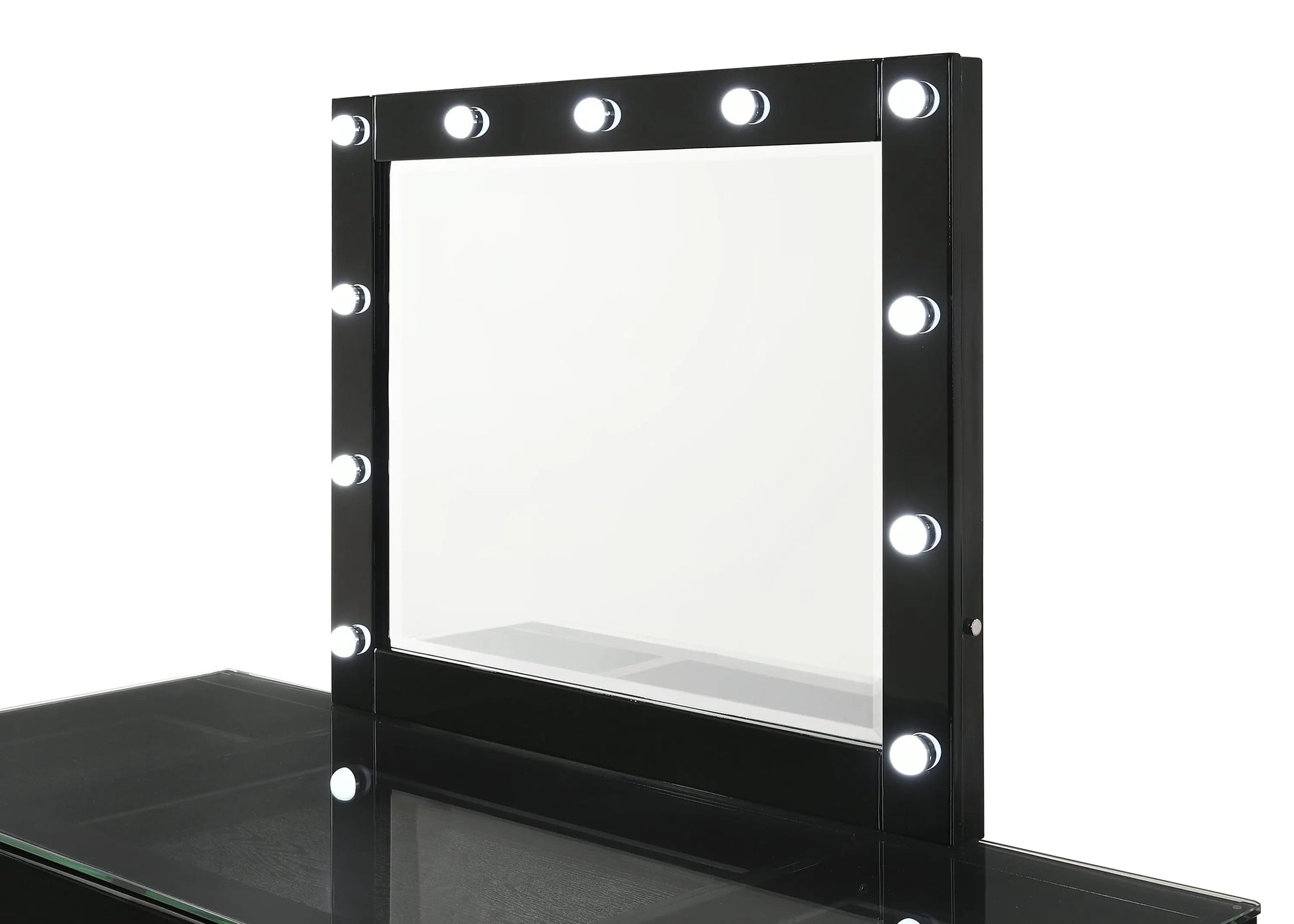 Avery Black Makeup Vanity Set with Lighted Mirror Crown Mark