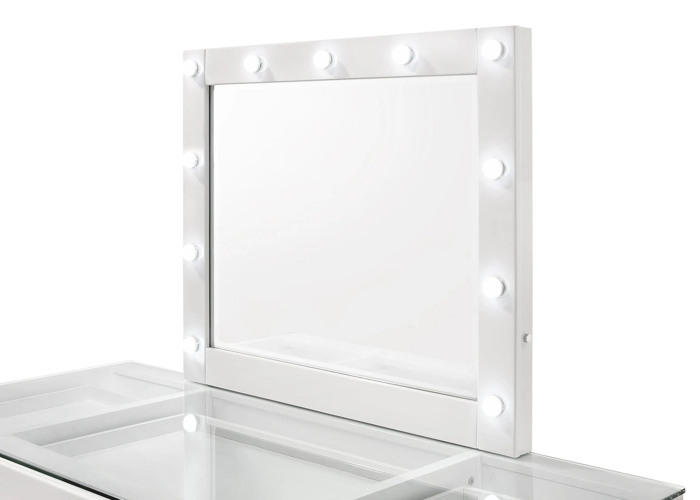 Avery White Makeup Vanity Set with Lighted Mirror Crown Mark