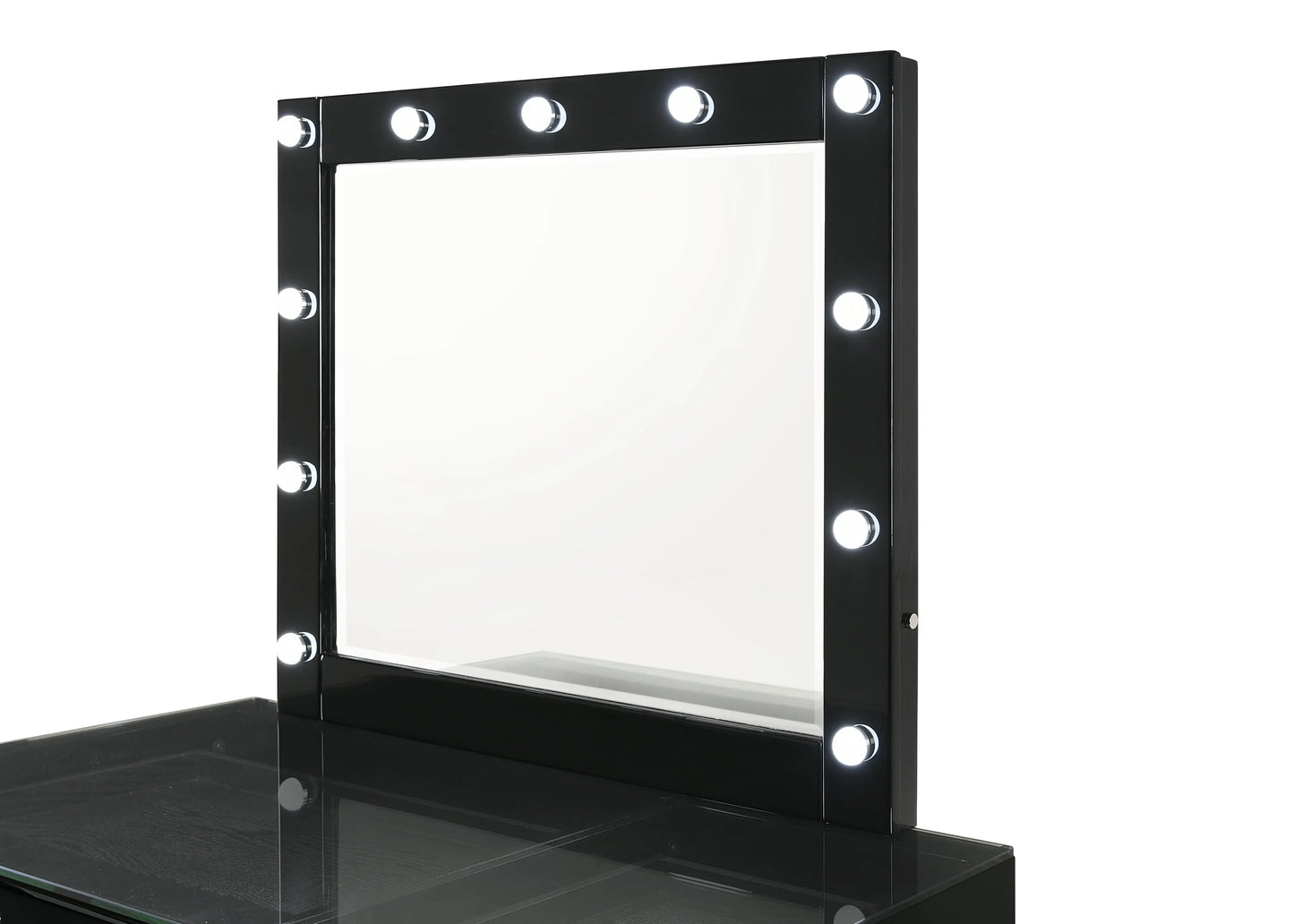 Morgan Black Makeup Vanity Set with Lighted Mirror Crown Mark