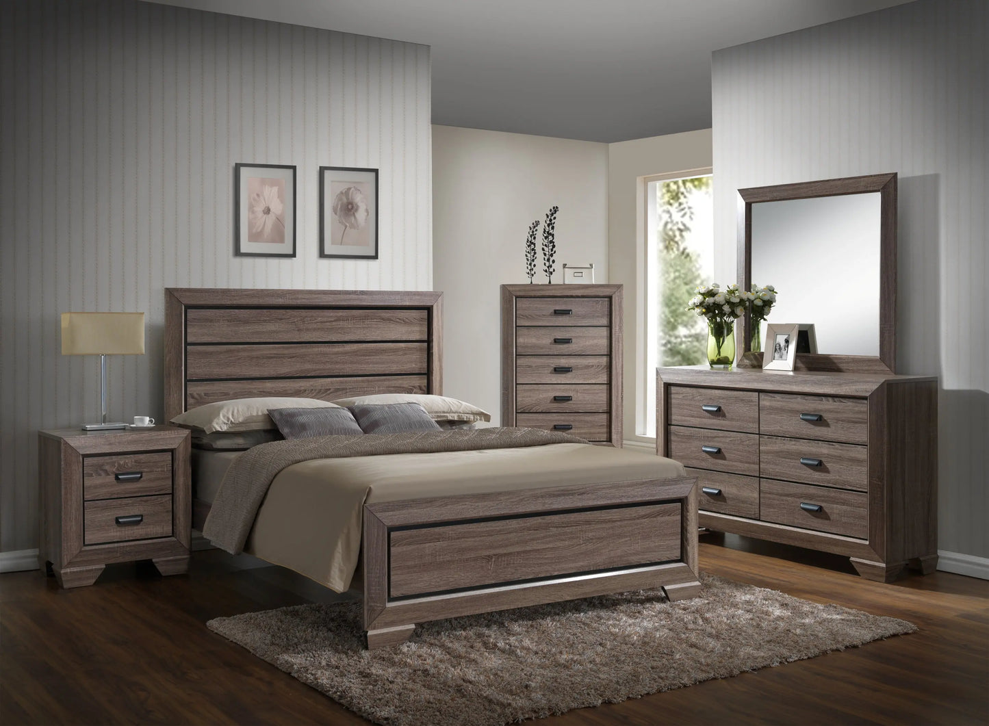 Farrow Grayish Brown Full Panel Bed Crown Mark