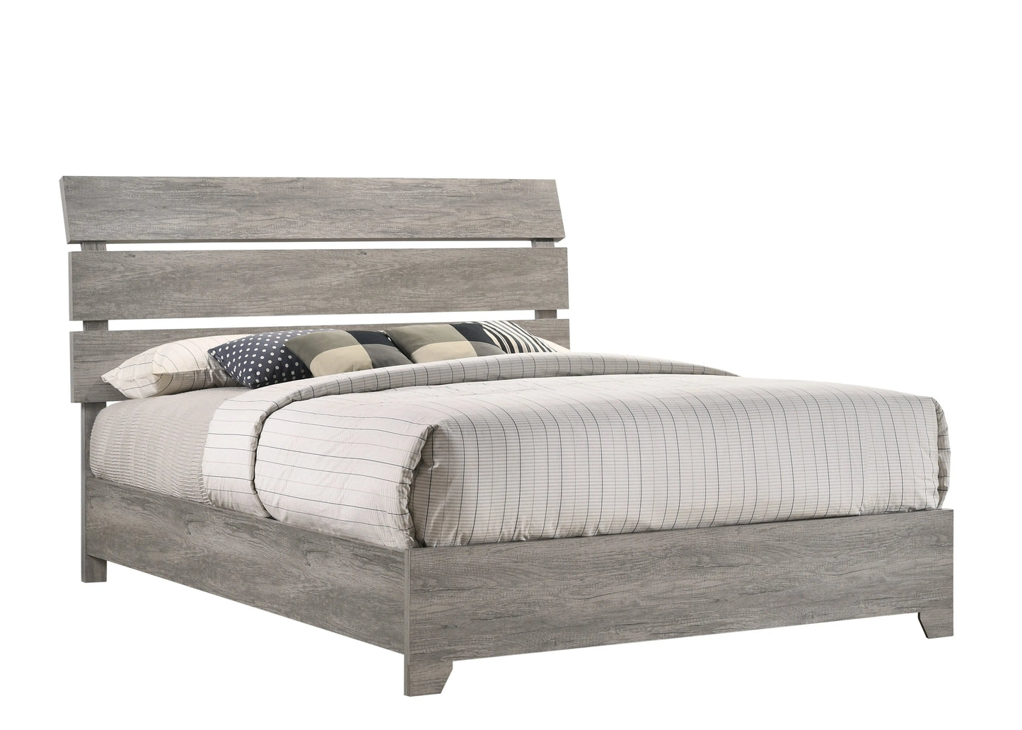 Tundra Gray Queen Platform Bed Crown Mark