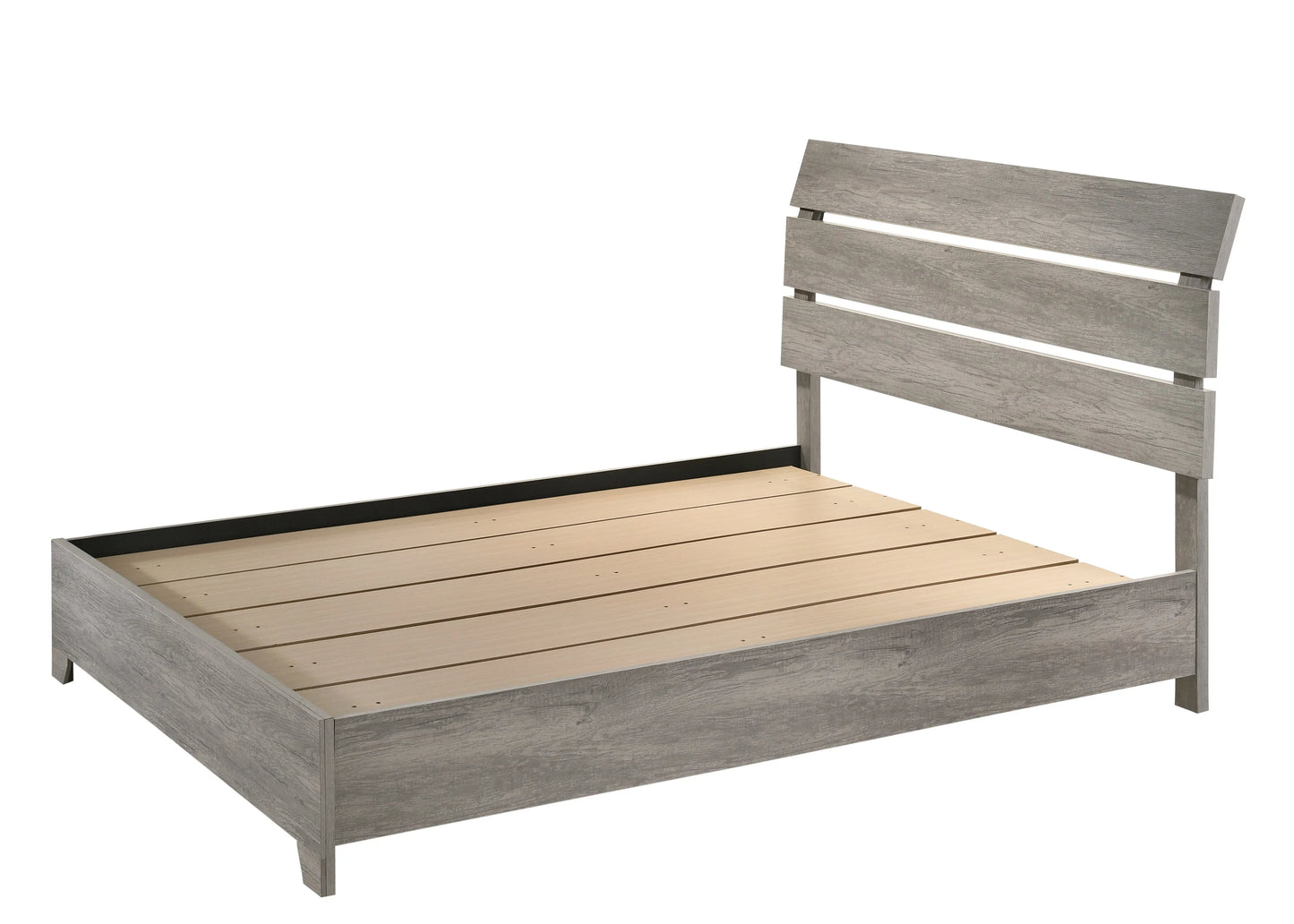 Tundra Gray Queen Platform Bed Crown Mark