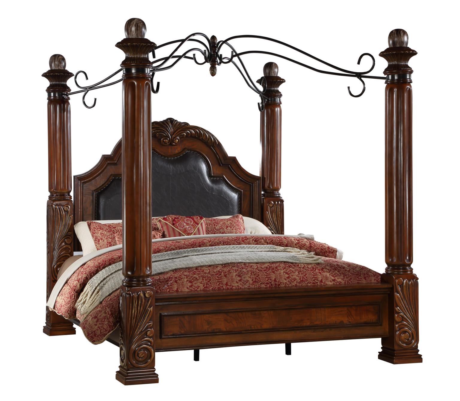 Lorenzo Queen Poster Bed, Dresser, Mirror & Nightstand Massa Gallery Furniture