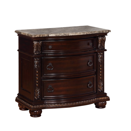 Santa Monica Traditional Style Nightstand in Cherry finish Wood Cosmos Furniture