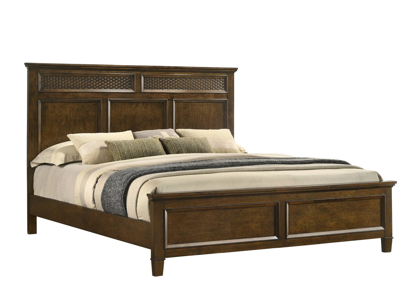 Everdeen Brown King Panel Bed Crown Mark