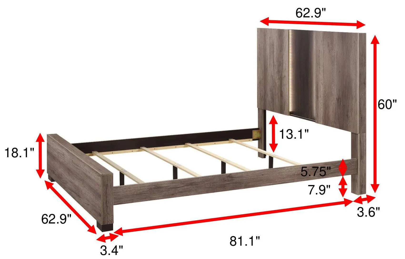 Rangley Brown LED Panel Bedroom Set Crown Mark