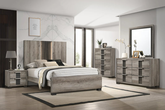 Rangley Brown LED Panel Bedroom Set Crown Mark