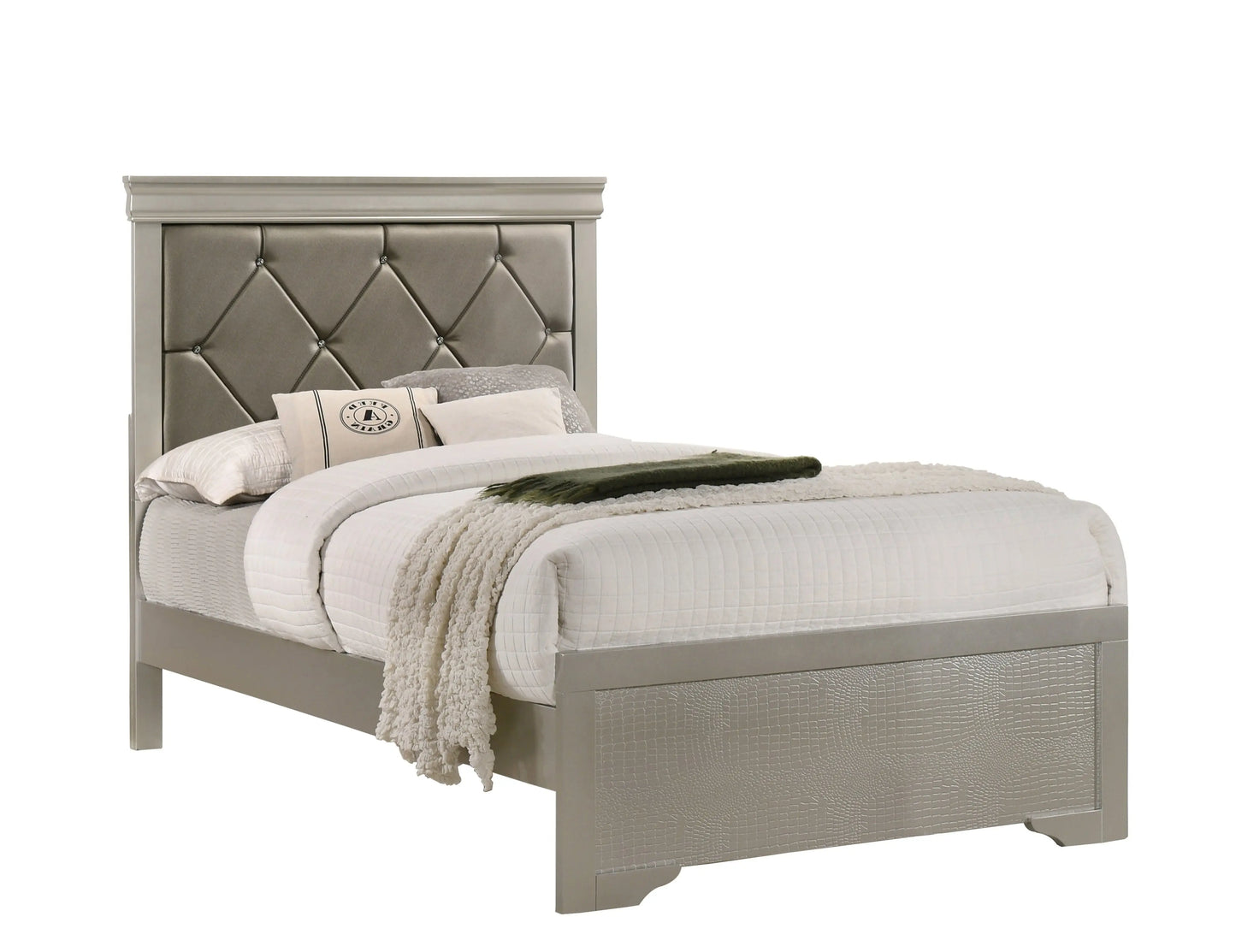 Amalia Silver Twin Panel Bed Crown Mark