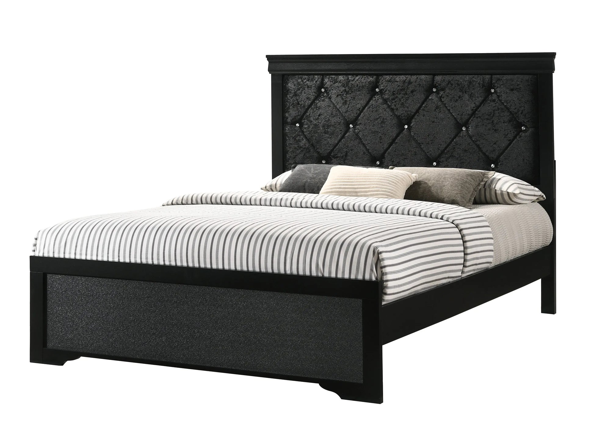 Amalia Black Upholstered Panel Bedroom Set Crown Mark