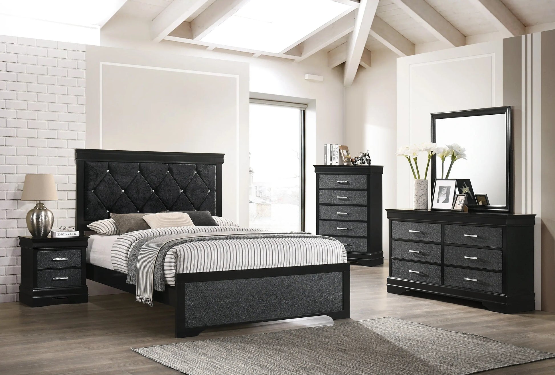 Amalia Black Panel Youth Bedroom Set Crown Mark