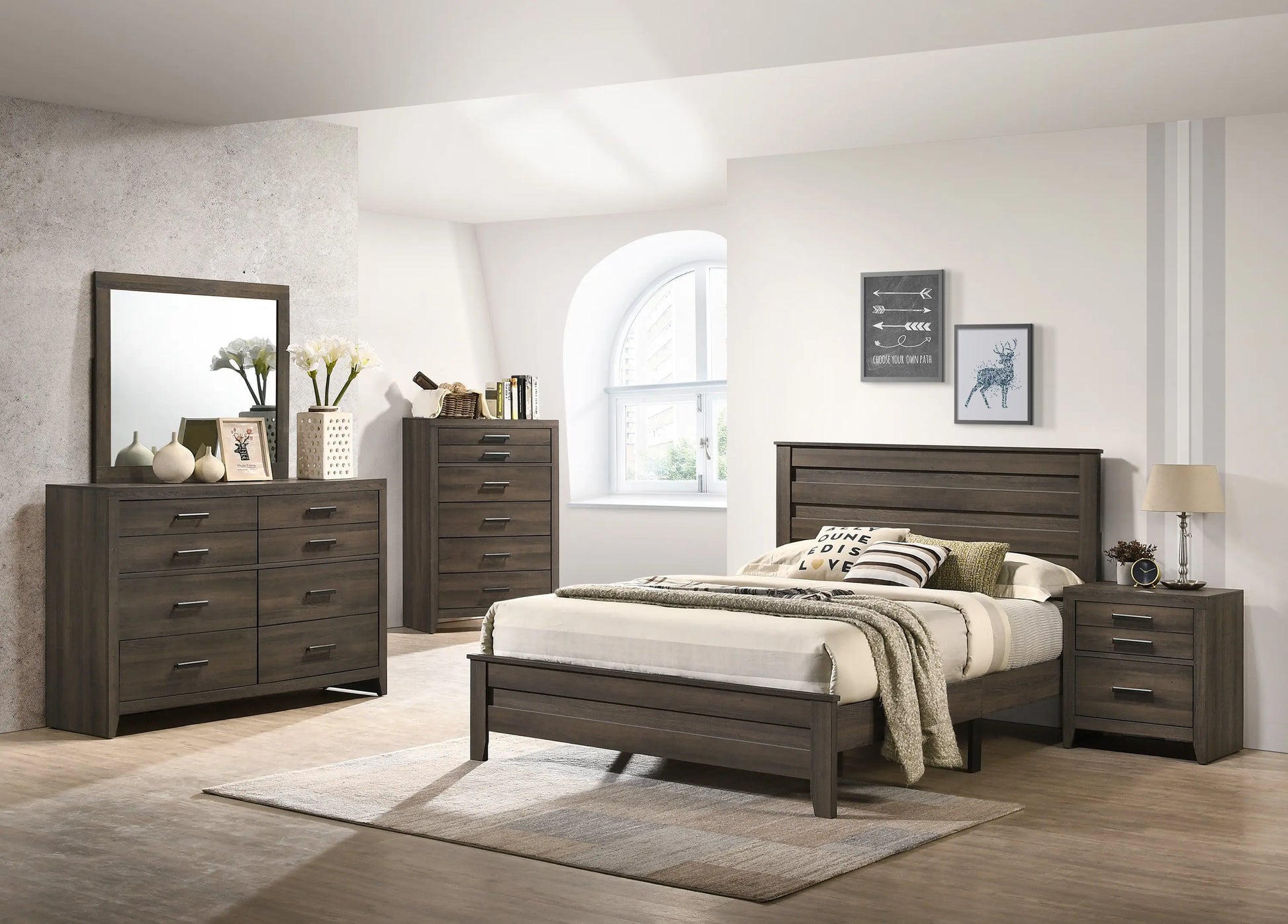 Marley Brown Queen Platform Bed Crown Mark