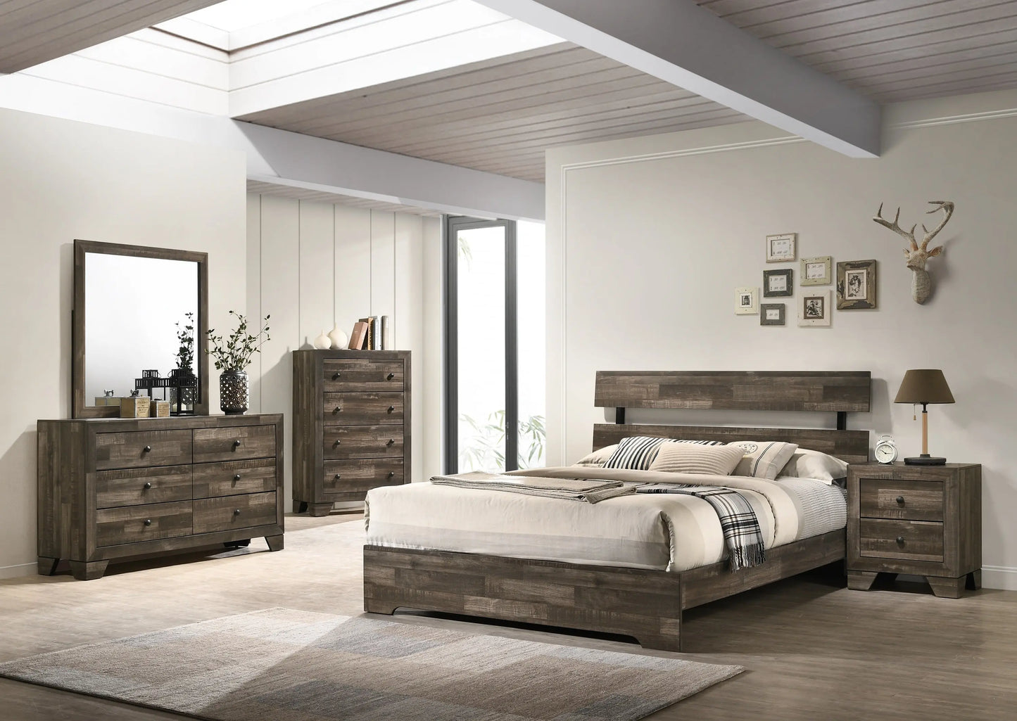 Atticus Brown King Platform Bed Crown Mark