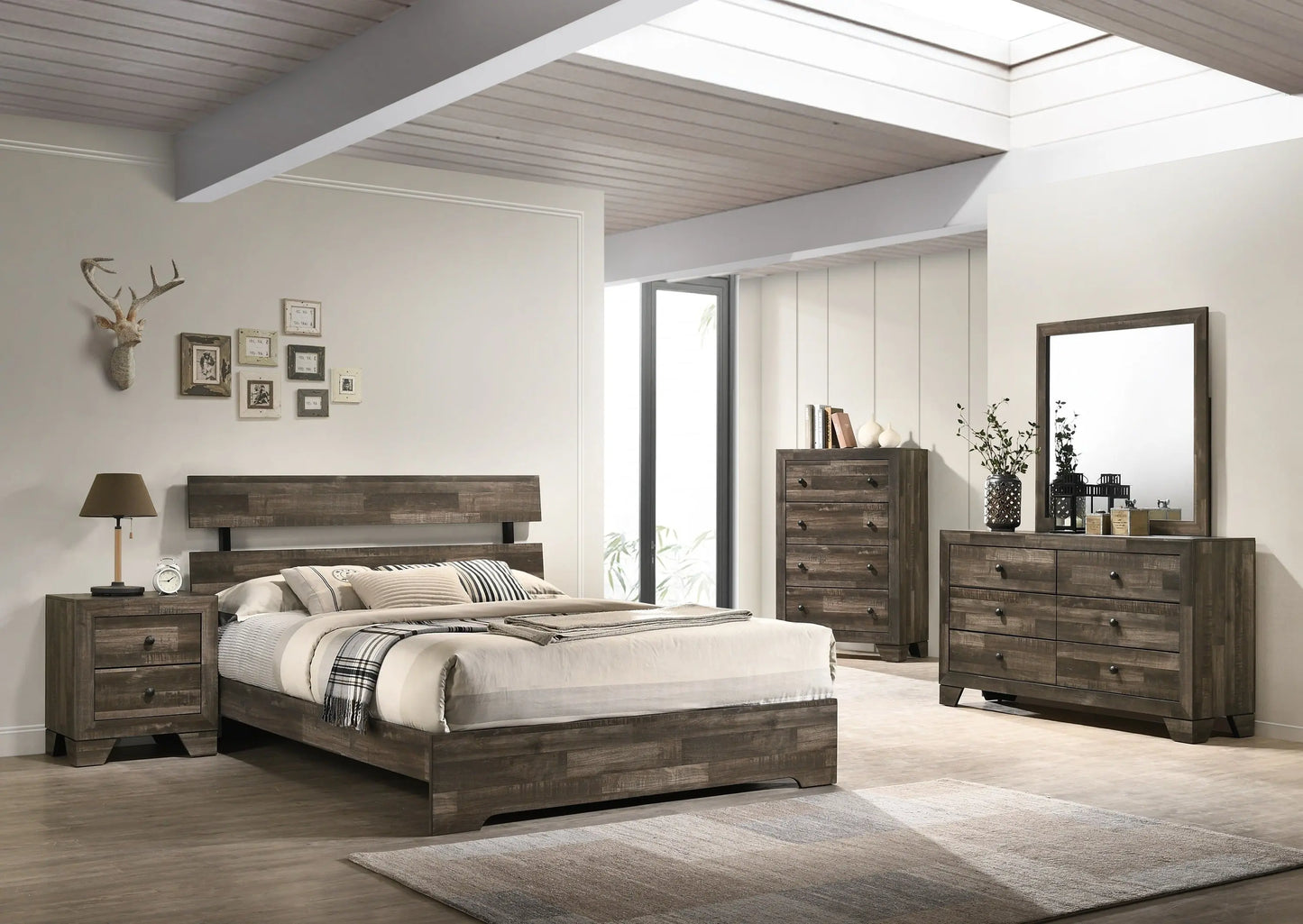 Atticus Brown Platform Bedroom Set Crown Mark