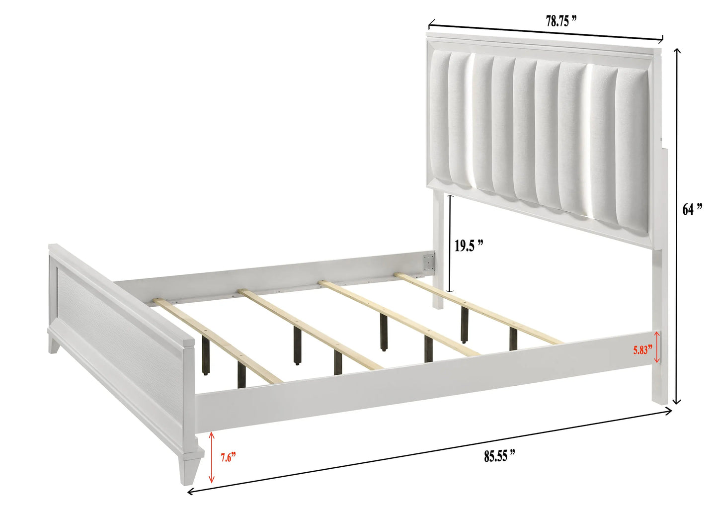 Cressida White King Upholstered LED Panel Bed Crown Mark