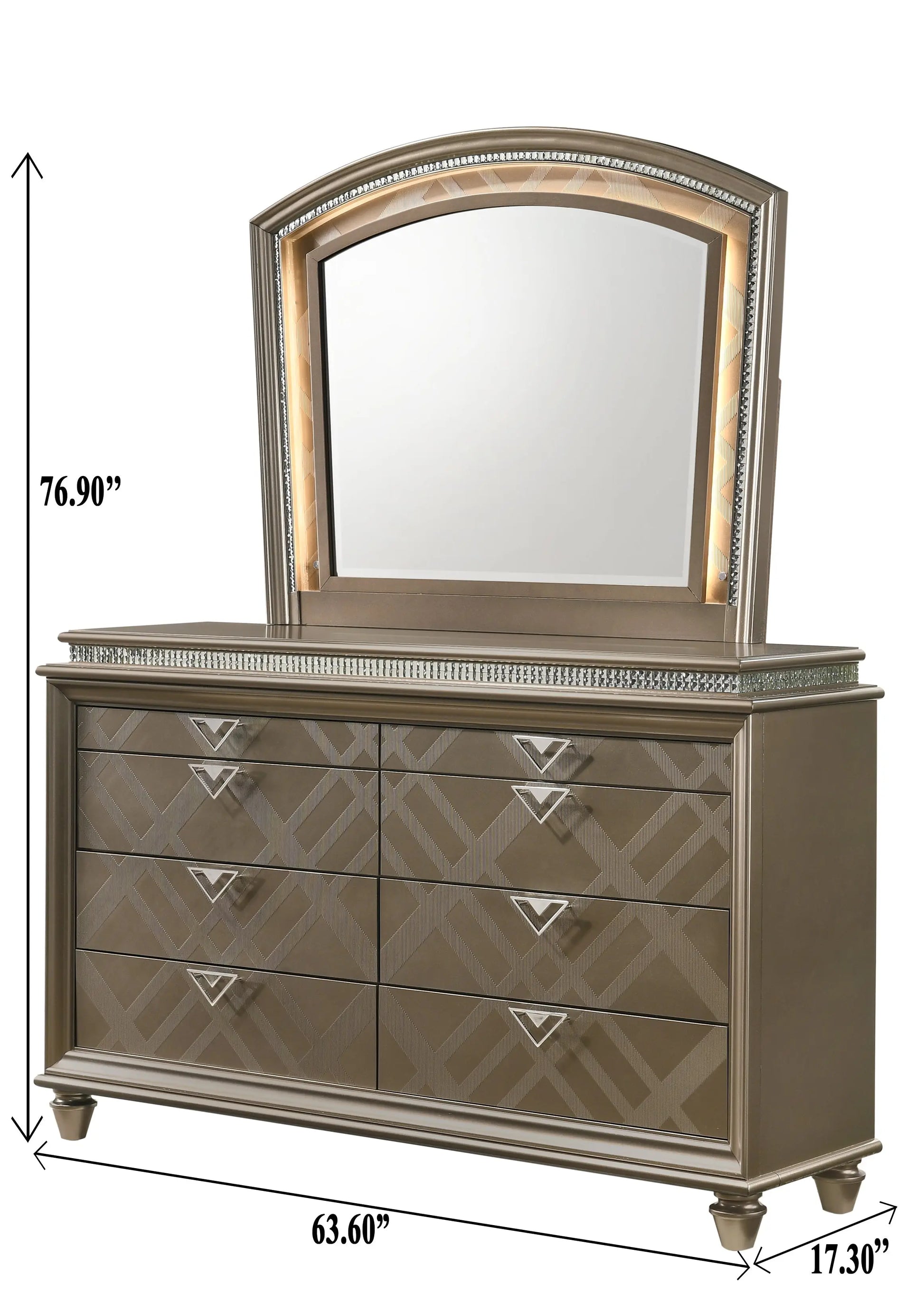 Cristal Gold Bedroom Mirror (Mirror Only) Crown Mark