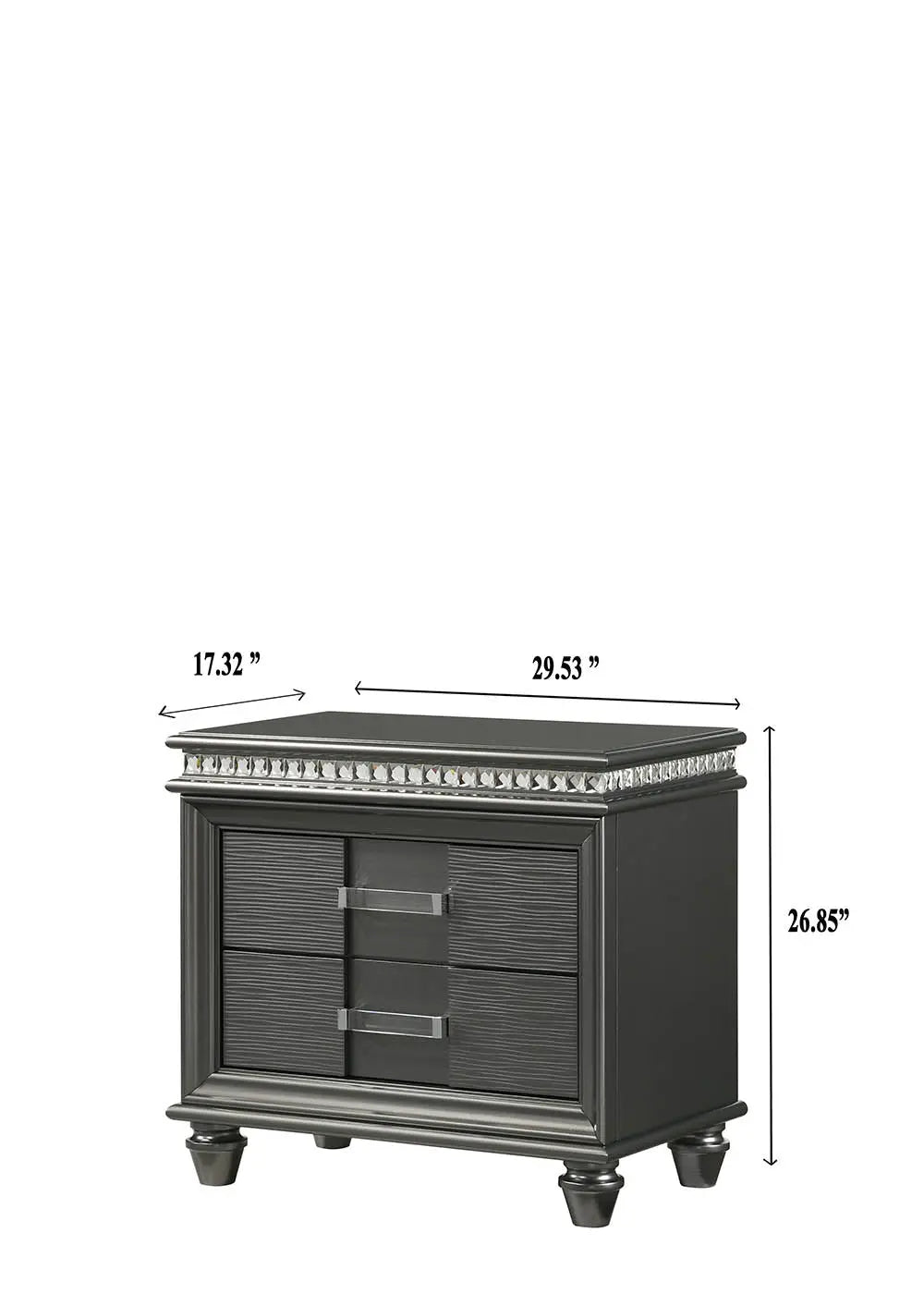 Adira Gray Nightstand Crown Mark