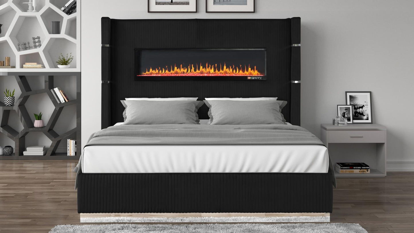 🔥🔥** SANTA MONICA **🔥🔥  🔥FIRE PLACE BED FRAME 🔥 with 🔊🔊 BLUETOOTH 🔊🔊 SPEAKERS…🎶 & USB Charging Ports 🔌 House to Home Furnishings LLC