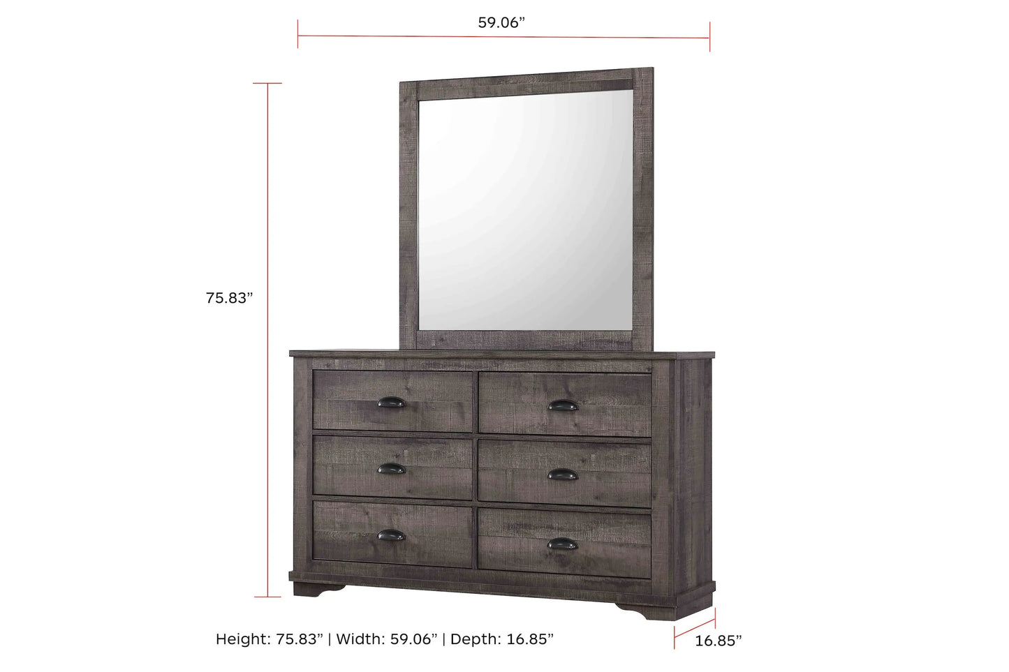 Coralee Gray Bedroom Mirror (Mirror Only) Crown Mark